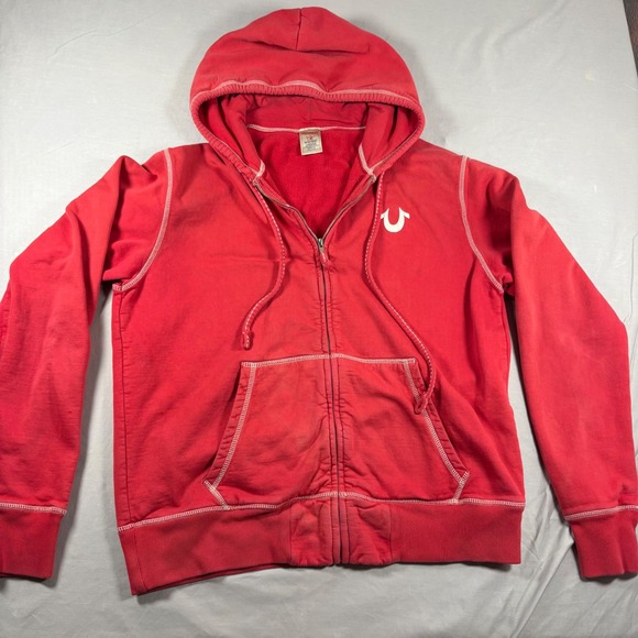 True Religion Other - Vintage Y2K True Religion Hoodie Mens XXL Red Full Zip Buddha World Tour USA